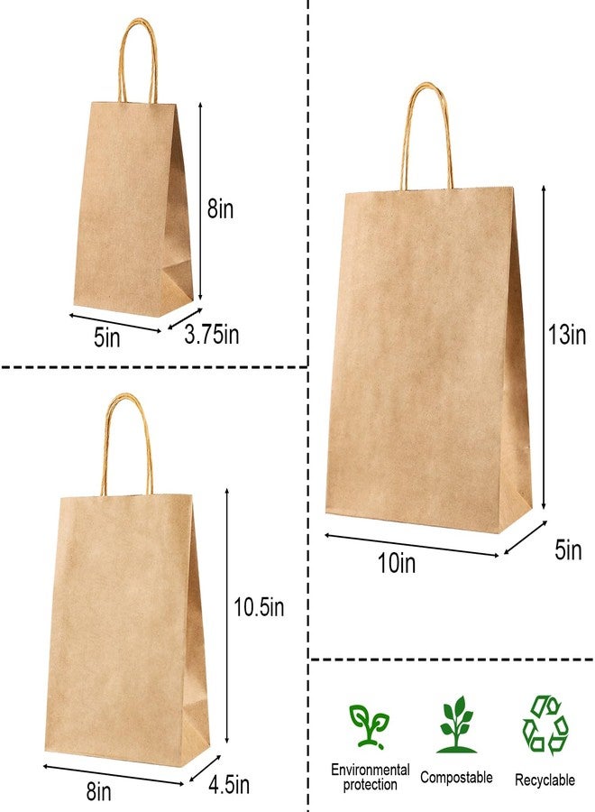 GITMIWS 120 Pack Brown Kraft Paper Bags with Handles, Brown Craft Paper Gift Bags Assorted Sizes, Retail Gift Bag Bulk for Small Business, Shopping, Merchandise, Party Favors - Image 2